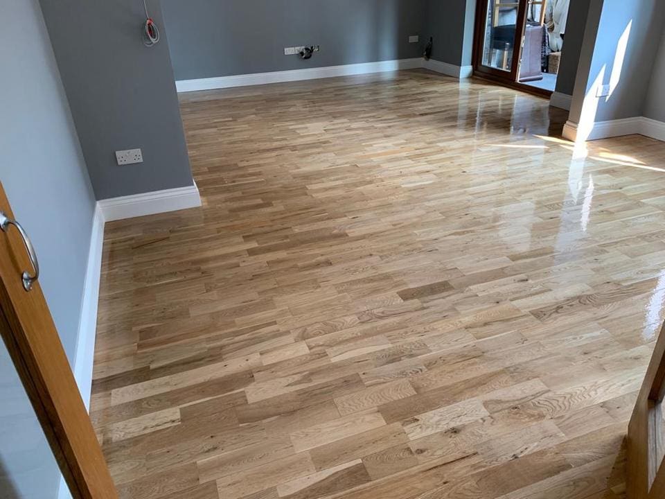 Image showcasing a wood floor restoration in Colchester Essex